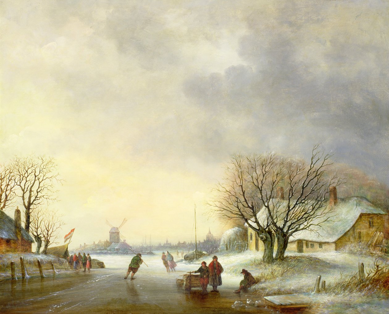 Yel Değirmeni ile Kış Manzarası by Dutch School