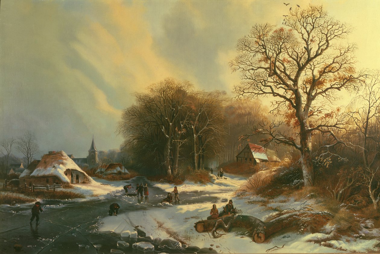 Donmuş Nehirdeki Figürler by Dutch School Dutch School