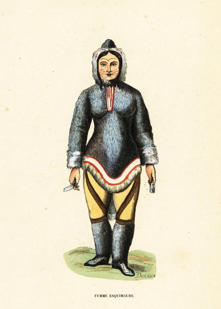 Yüzünde dövme olan eskimo kadın, Mackenzie River, Yukon, Kanada by Duverger Duverger