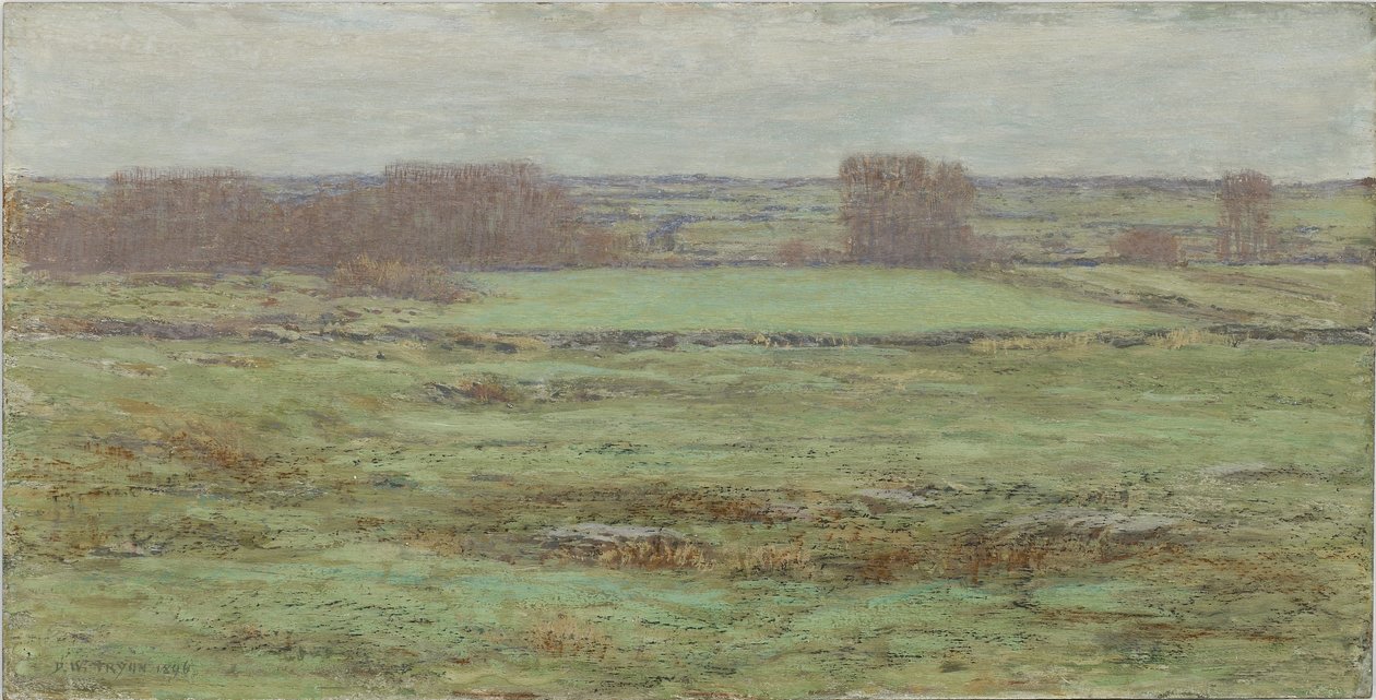 Mera Arazileri: Erken İlkbahar, 1896 (ahşap panel üzerine guaj ve klozet) by Dwight William Tryon