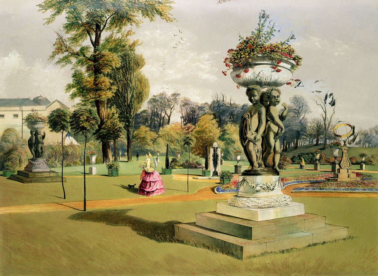 Teras Bahçesi, Woburn Manastırı (chromolitho) by E. Adveno Brooke