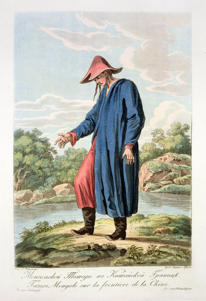 Çin Sınırında Moğol Tatarı, Victor Adam (1801-66) ve Gros tarafından oyulmuş by E. Karnejeff