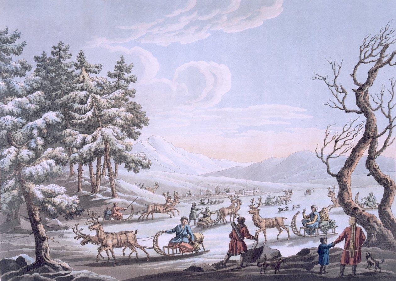 Tungus natives leaving winter camp, 1812-13  by E. Karnejeff