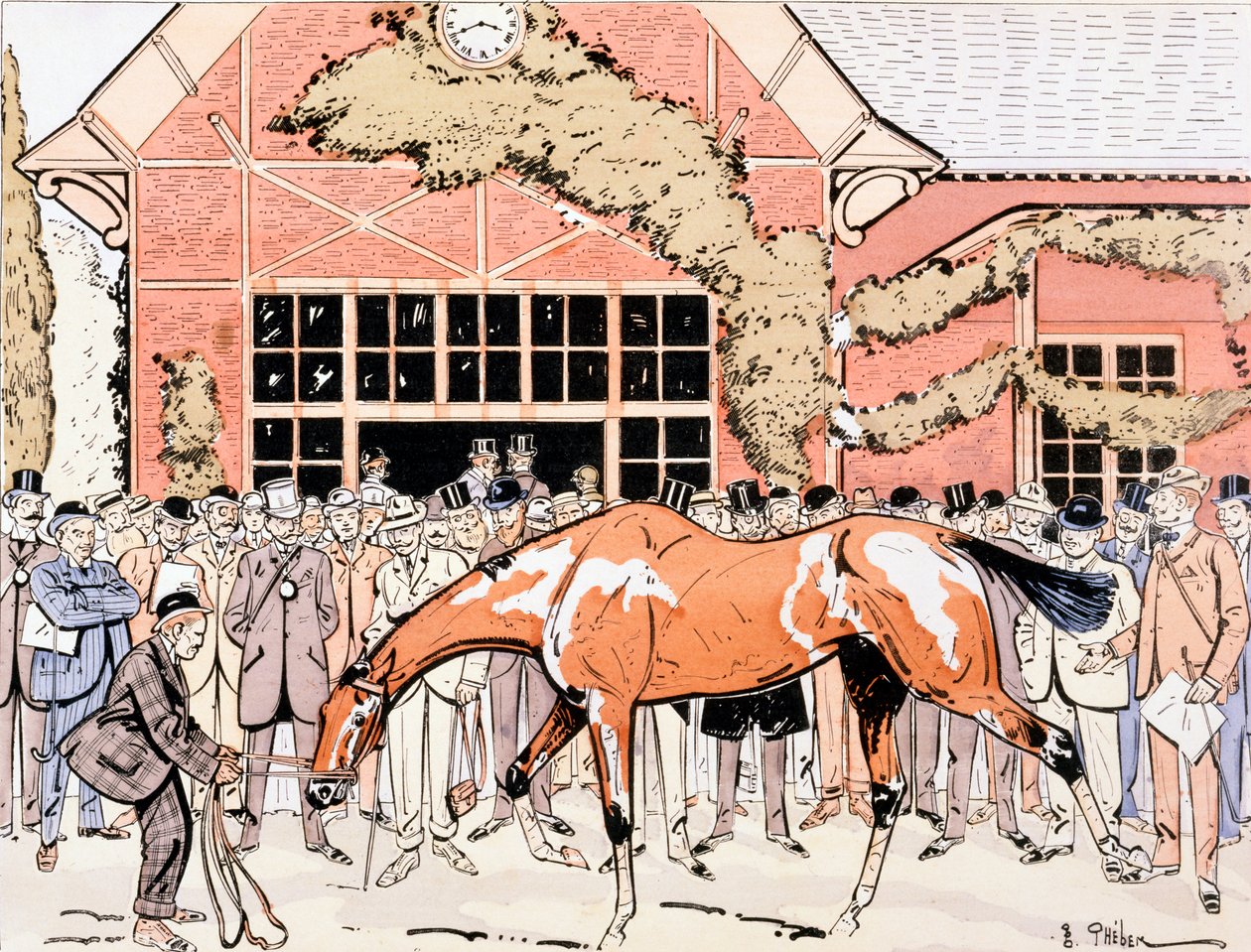 Padokta yarış atını izlemek, 1905 dolayları by E. Thelem