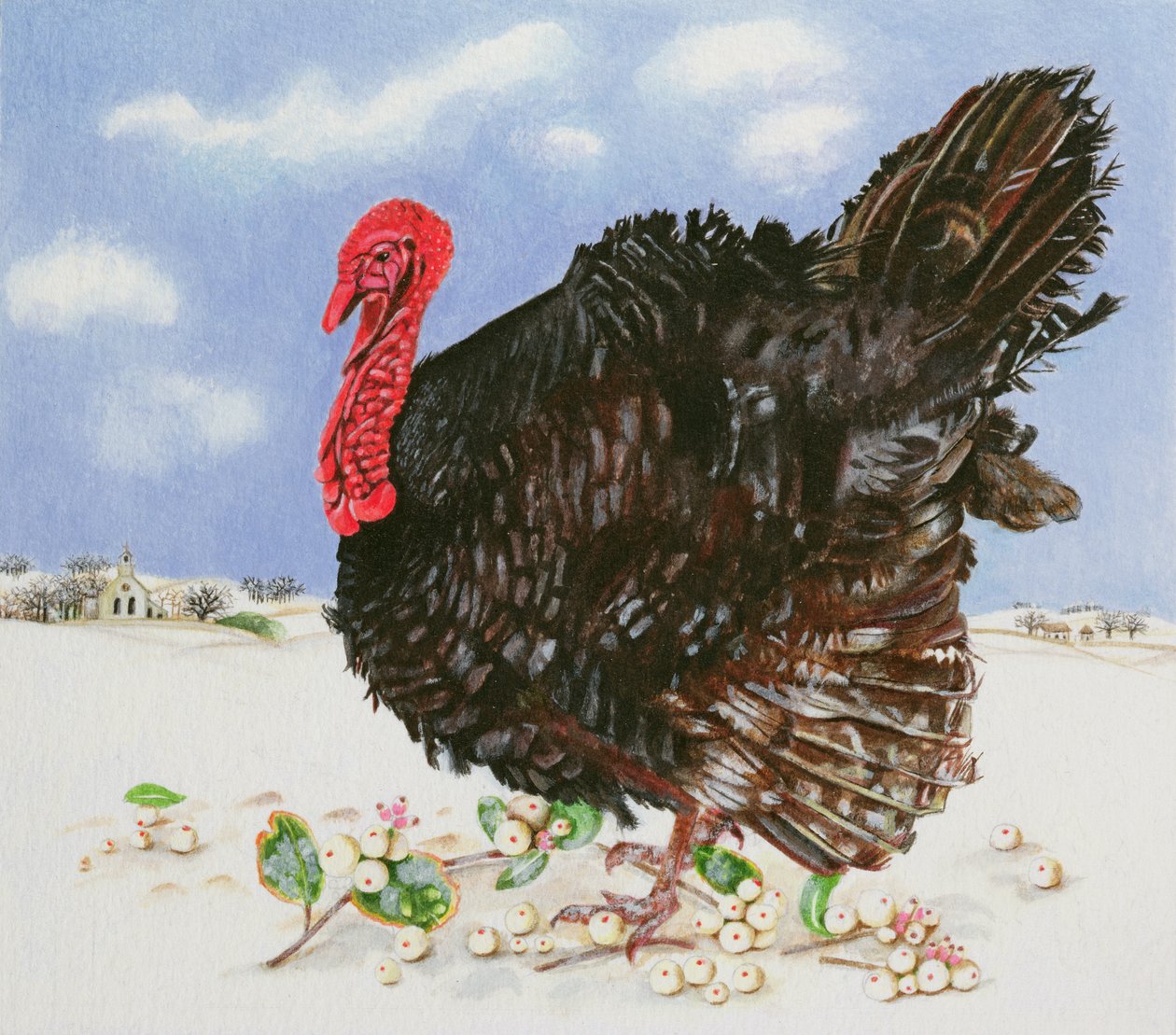 Kar Karpuzlu Kara Hindi, 1996 (kağıt üzerinde akrilik) by E.B. Watts