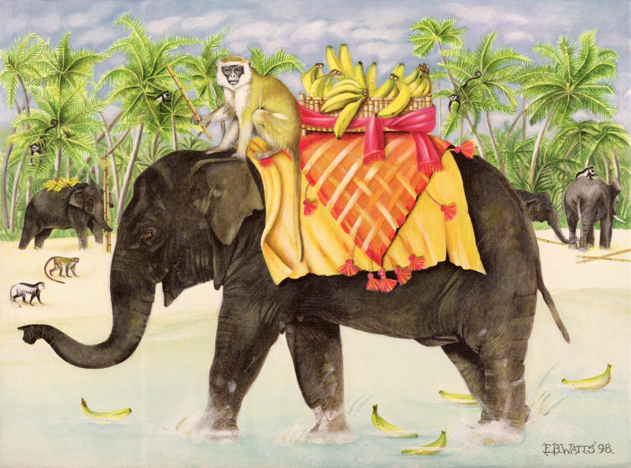 Muzlu Filler, 1998 (tuval üzerine akrilik) by E.B. Watts