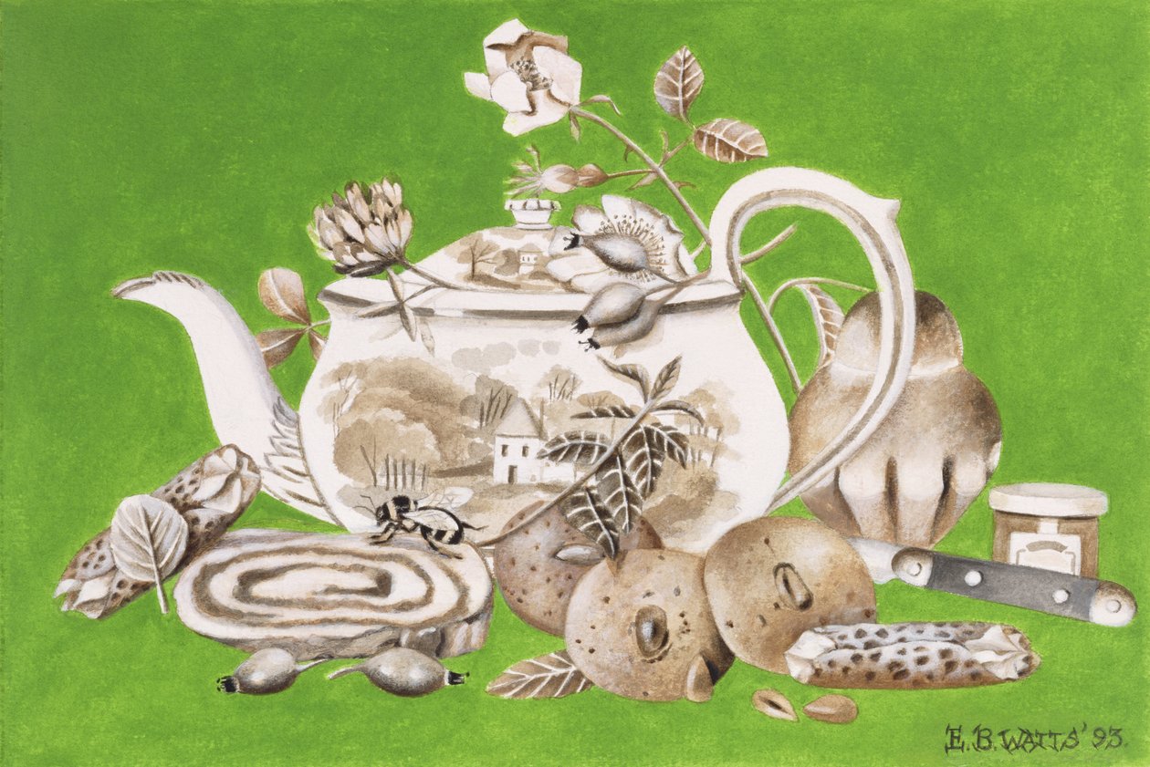 Çay, 1993 (kağıt üzerinde akrilik) by E.B. Watts