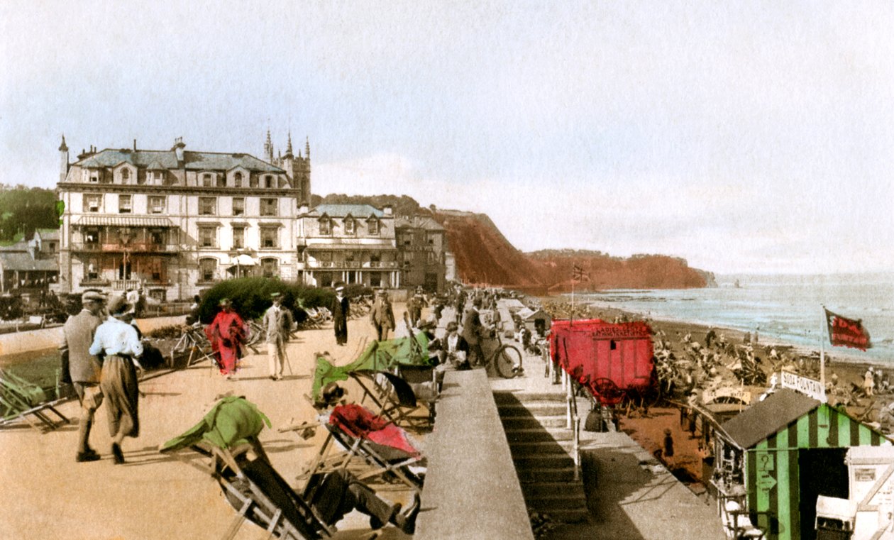East Cliff Promenade, Teignmouth, Devon, 20. yüzyılın başlarında. by EP Bucknall