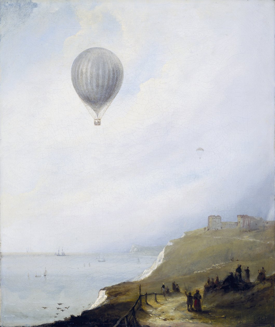 Uçurumların Üzerinde Balon, Dover, 1840 by E.W. Cocks