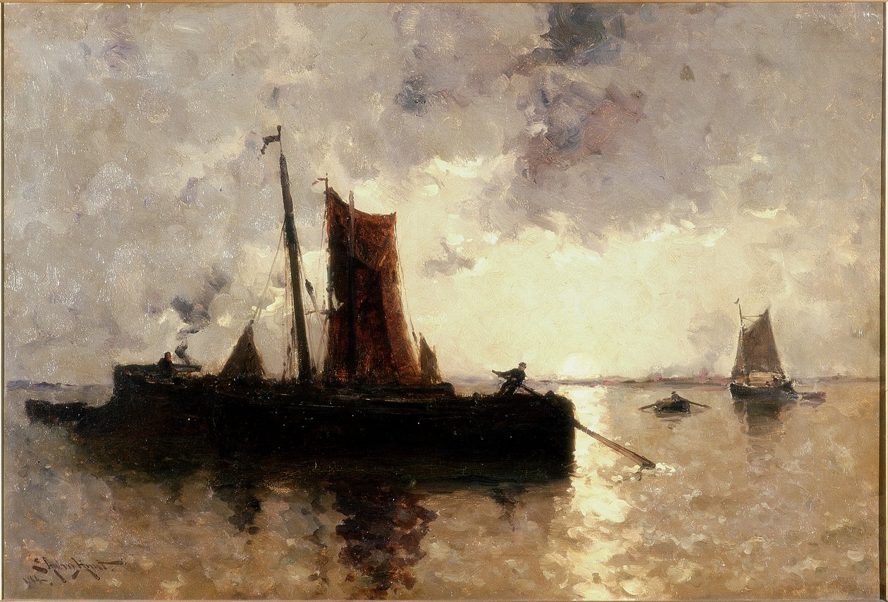 Nakliye ile Nehir Manzarası by E. Aubrey Hunt