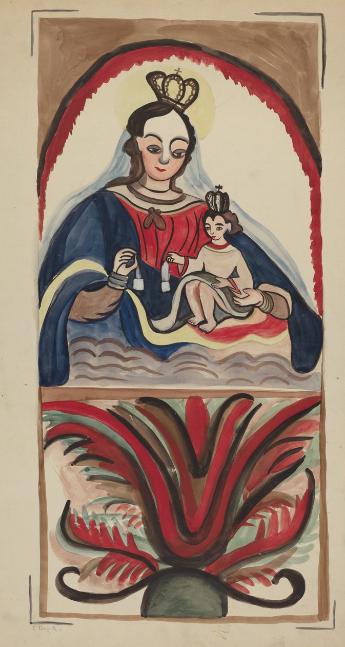 Retablo - Bakire ve Çocuk by E. Boyd