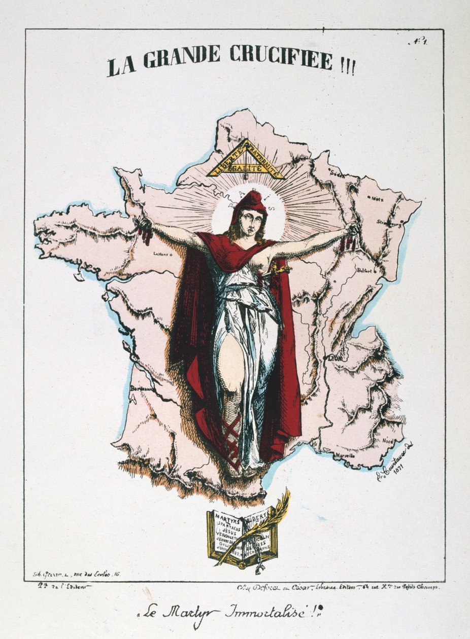 Le Martyr Immortalise!, Cumhuriyetçi Fransa alegorisi, 1871. by E. Courtaux