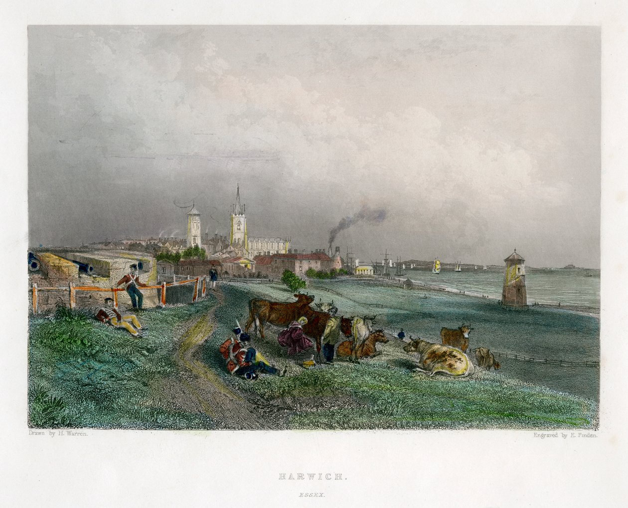 Harwich, Essex, 19. yüzyıl. by E. Finden