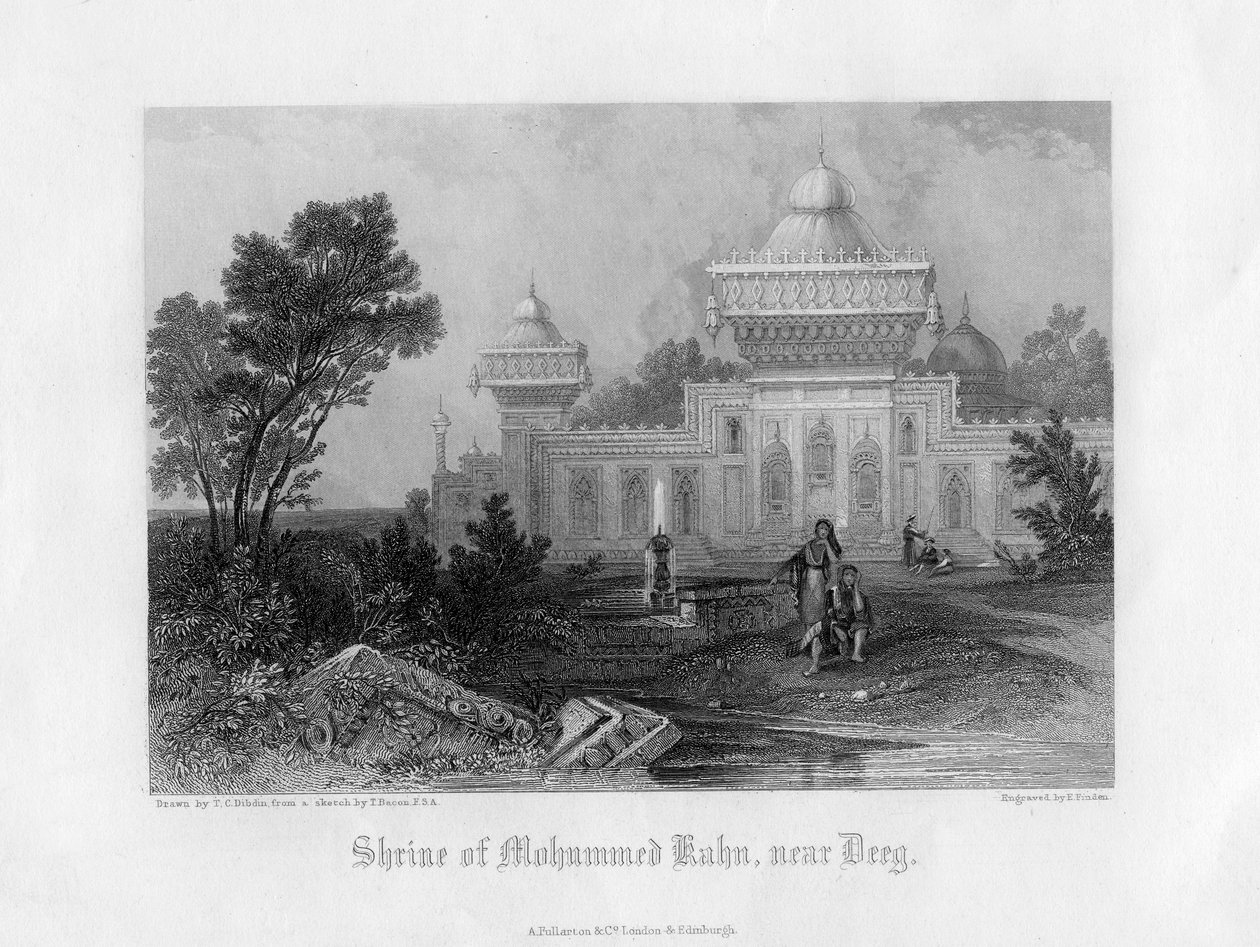 Deeg yakınlarındaki Mohummed Kahn Tapınağı, Rajasthan, Hindistan, 19. yüzyılın ortalarında. by E. Finden