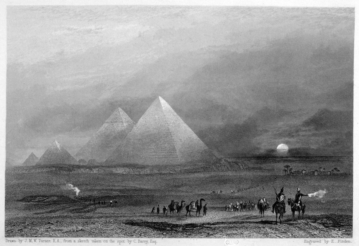 Piramitler, Giza, Mısır, 19. yüzyıl by E. Finden