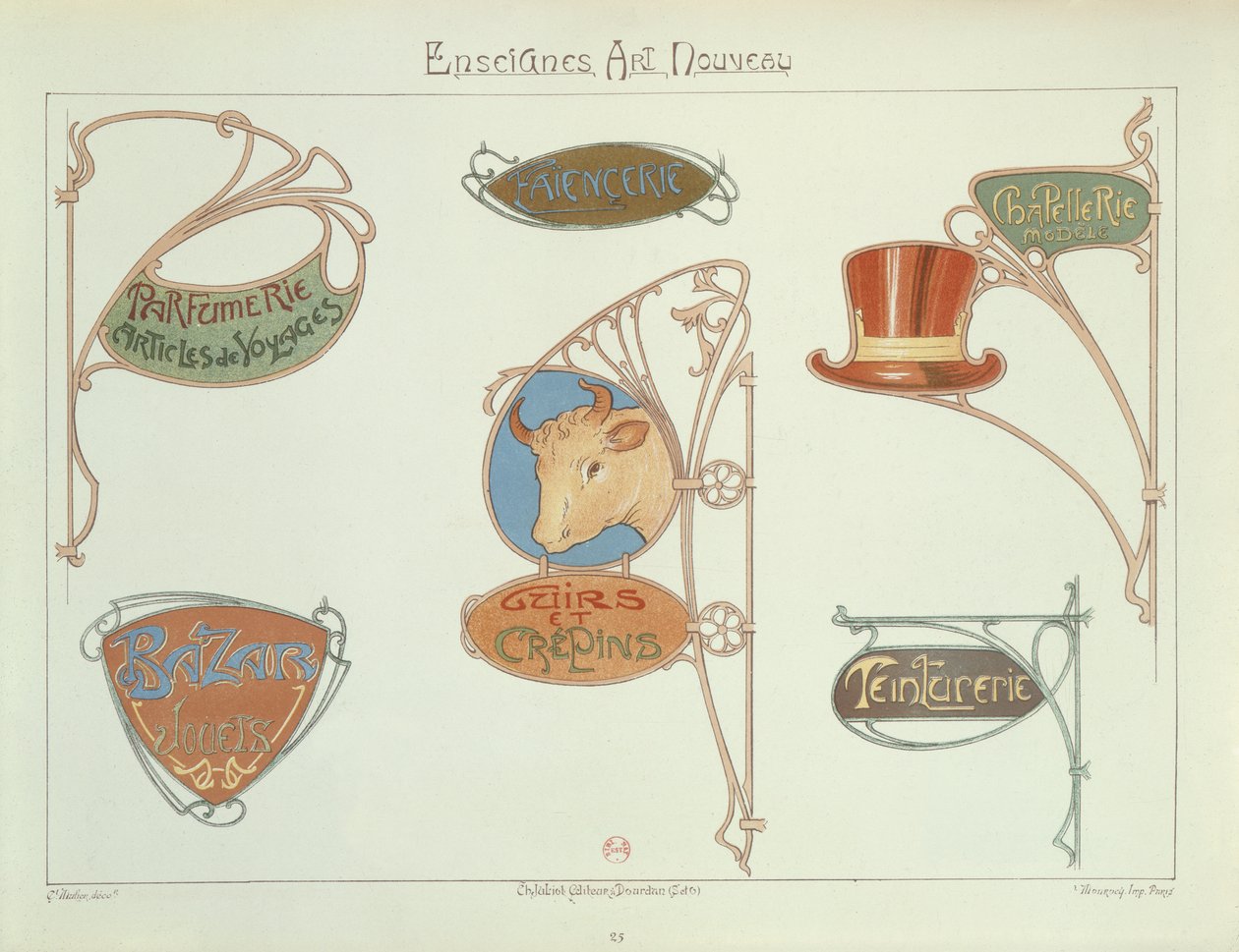 Art Nouveau Mağaza Tabelaları, 1903 by E. Mulier