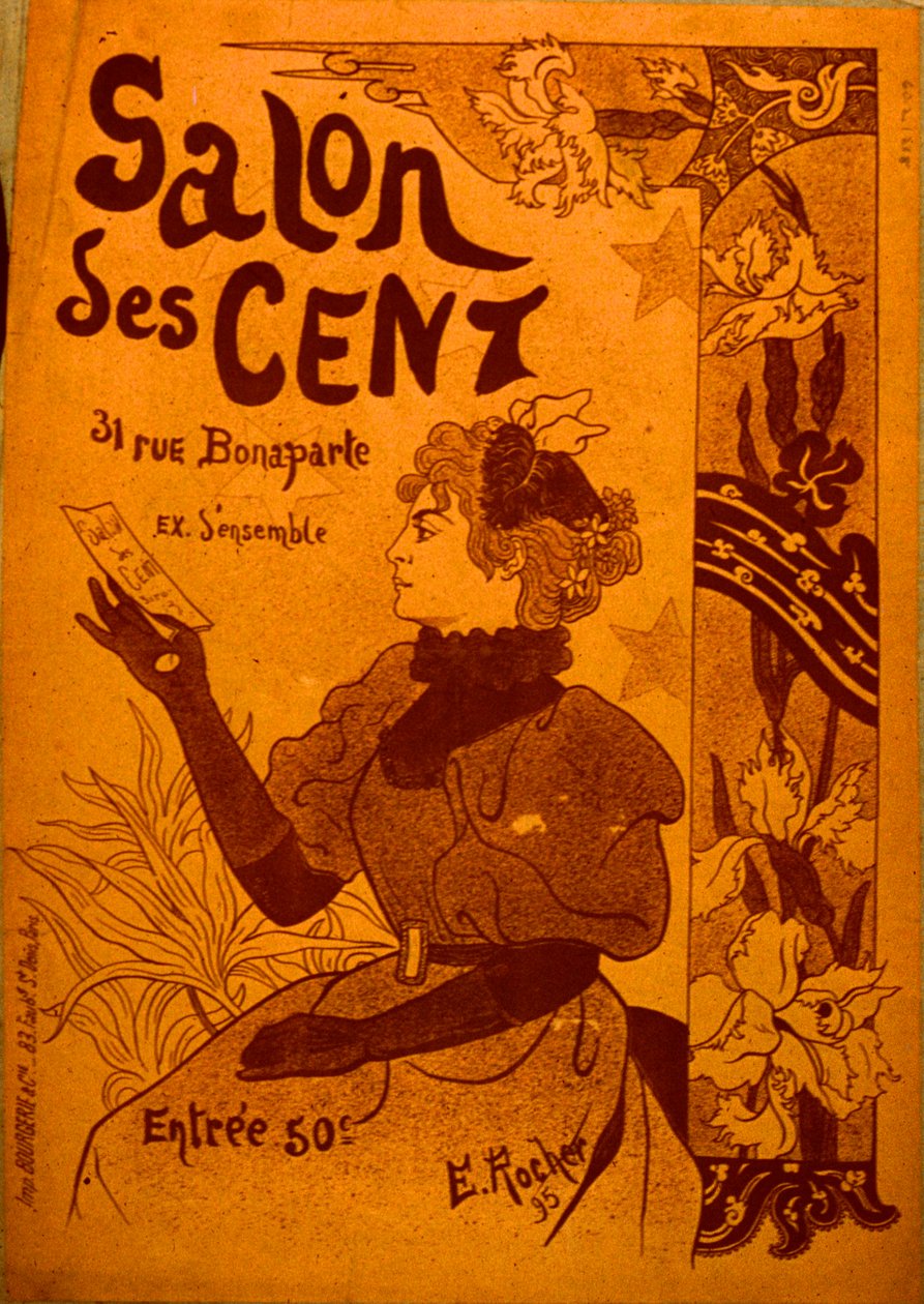 Bir davetiyeyi inceleyen bir kadın, Salon des Cent by E. Rocher