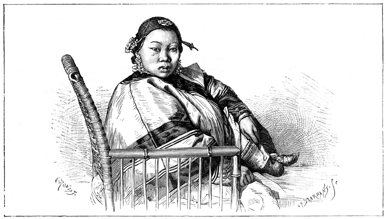 Ayakları bağlı kadın, Çin, 19. yüzyıl by Etienne Antoine Eugene Ronjat