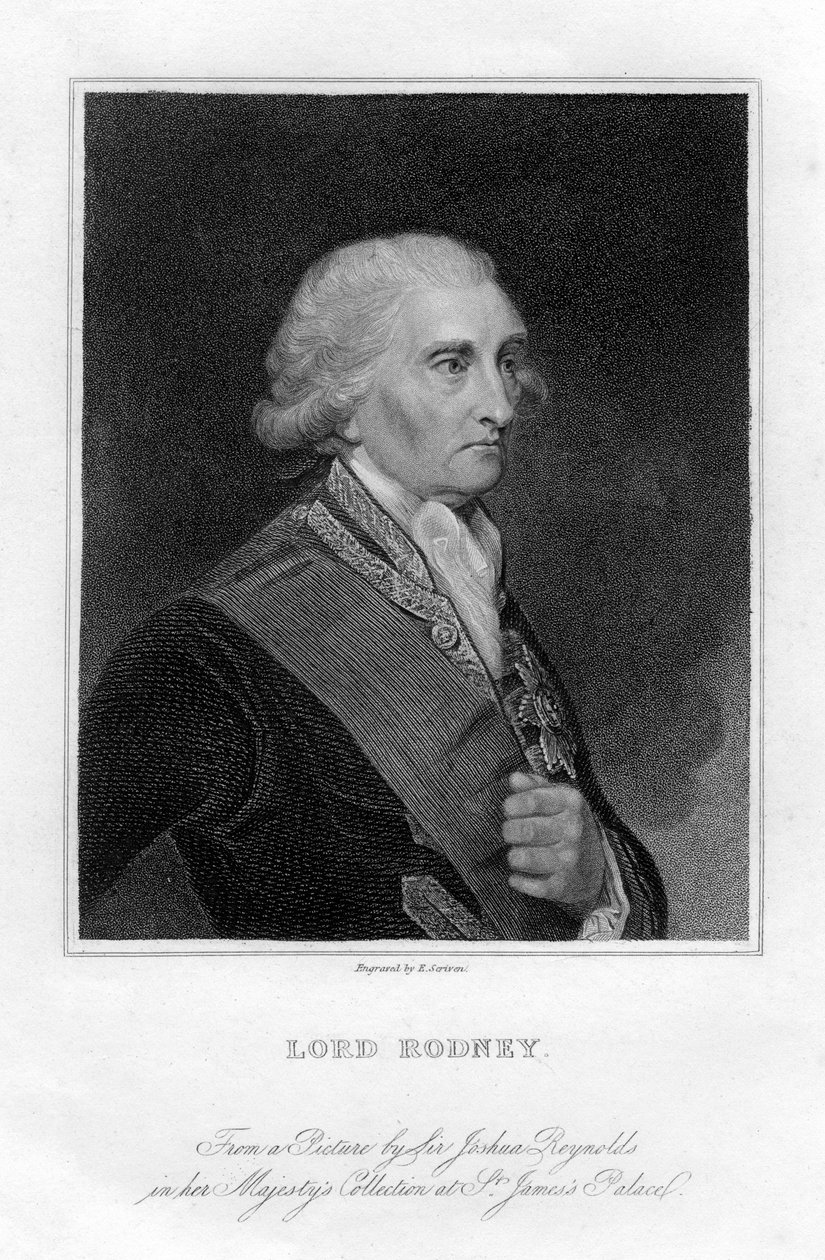 Amiral George Brydges Rodney 1719-1792, 1. Baron Rodney, 19. yüzyıl. by E. Scriven