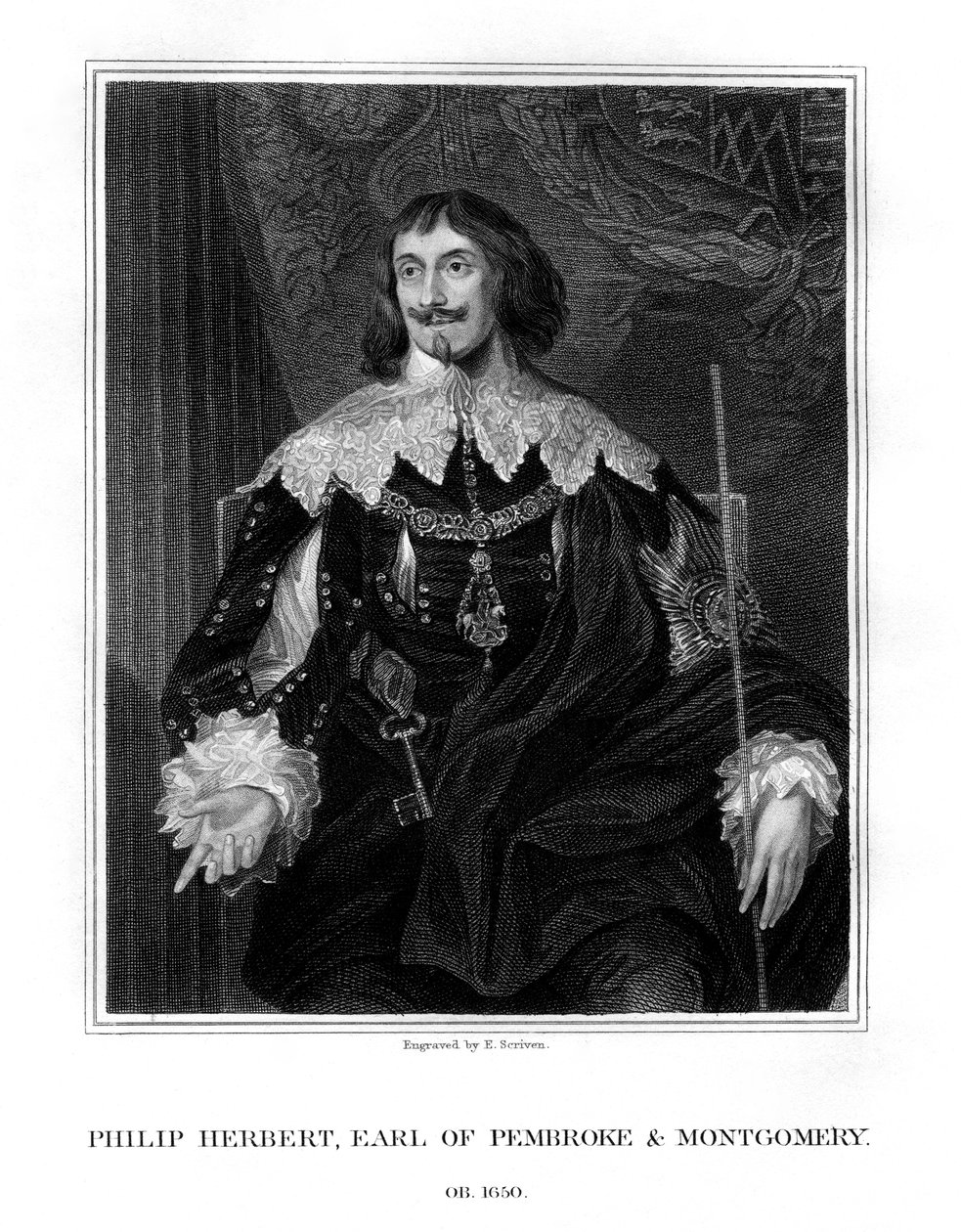 Philip Herbert, Pembroke 4. Kontu, saray mensubu ve politikacı, 1828. by E. Scriven