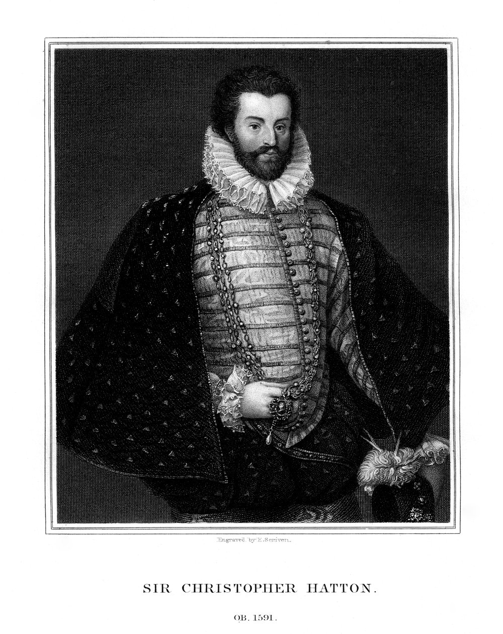 Sir Christopher Hatton, İngiliz politikacı, 1827. by E. Scriven