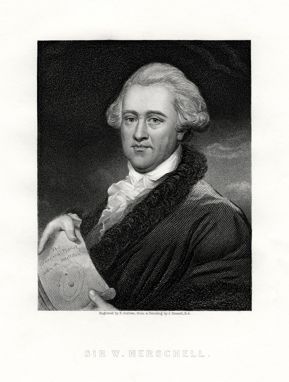 Sir Wilhelm Friedrich Herschel, Almanya doğumlu İngiliz astronom ve besteci, 19. yüzyıl. by E. Scriven