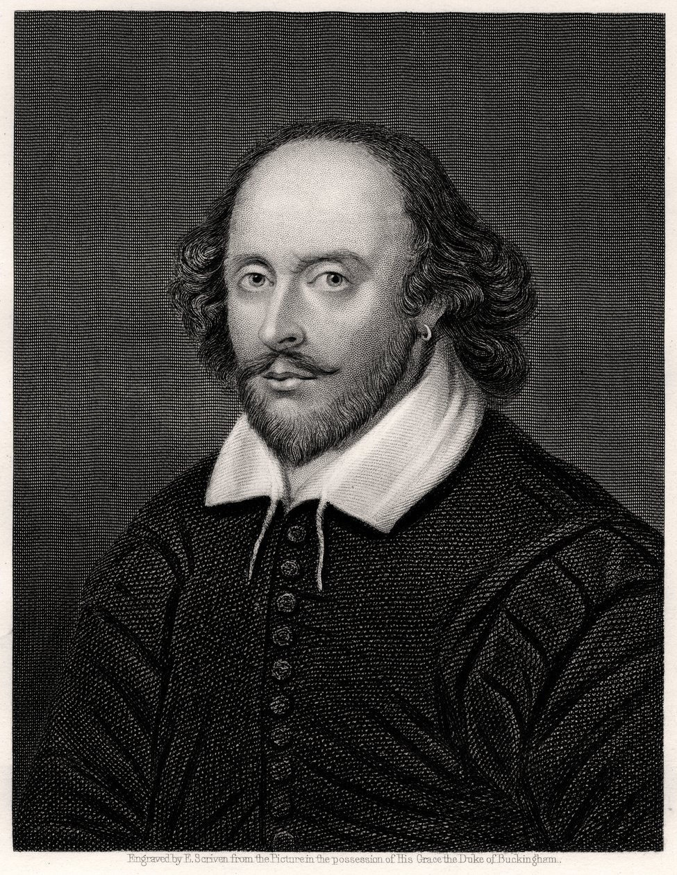 William Shakespeare, İngiliz oyun yazarı, 19. yüzyıl by E. Scriven