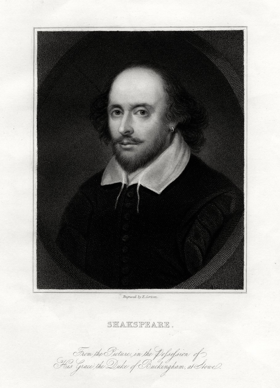 William Shakespeare, İngiliz oyun yazarı, 19. yüzyıl. by E. Scriven