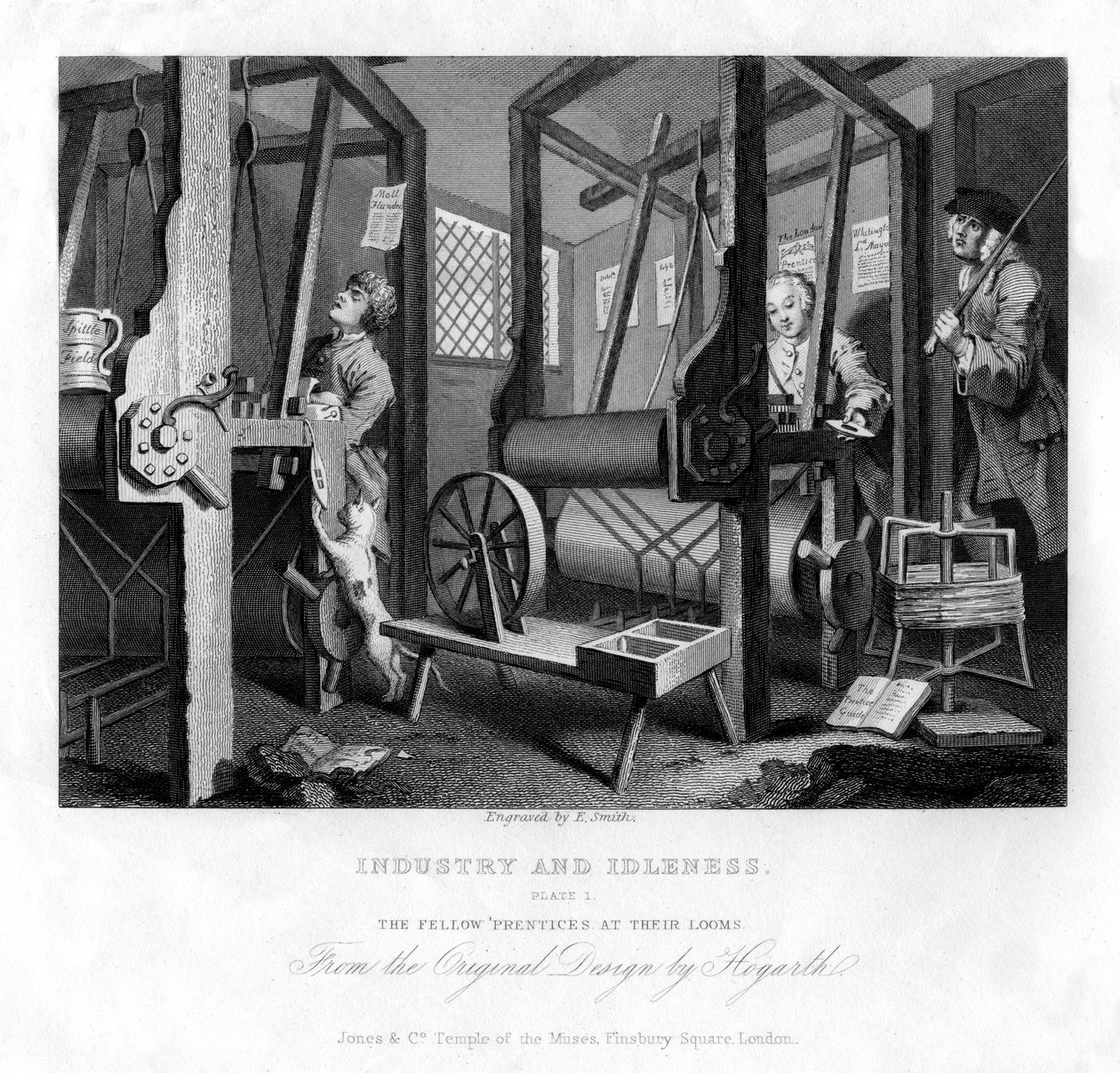 Arkadaş tezgâhlarında çıraklar, Sanayi ve Aylaklık levhası I, 1833. by E. Smith