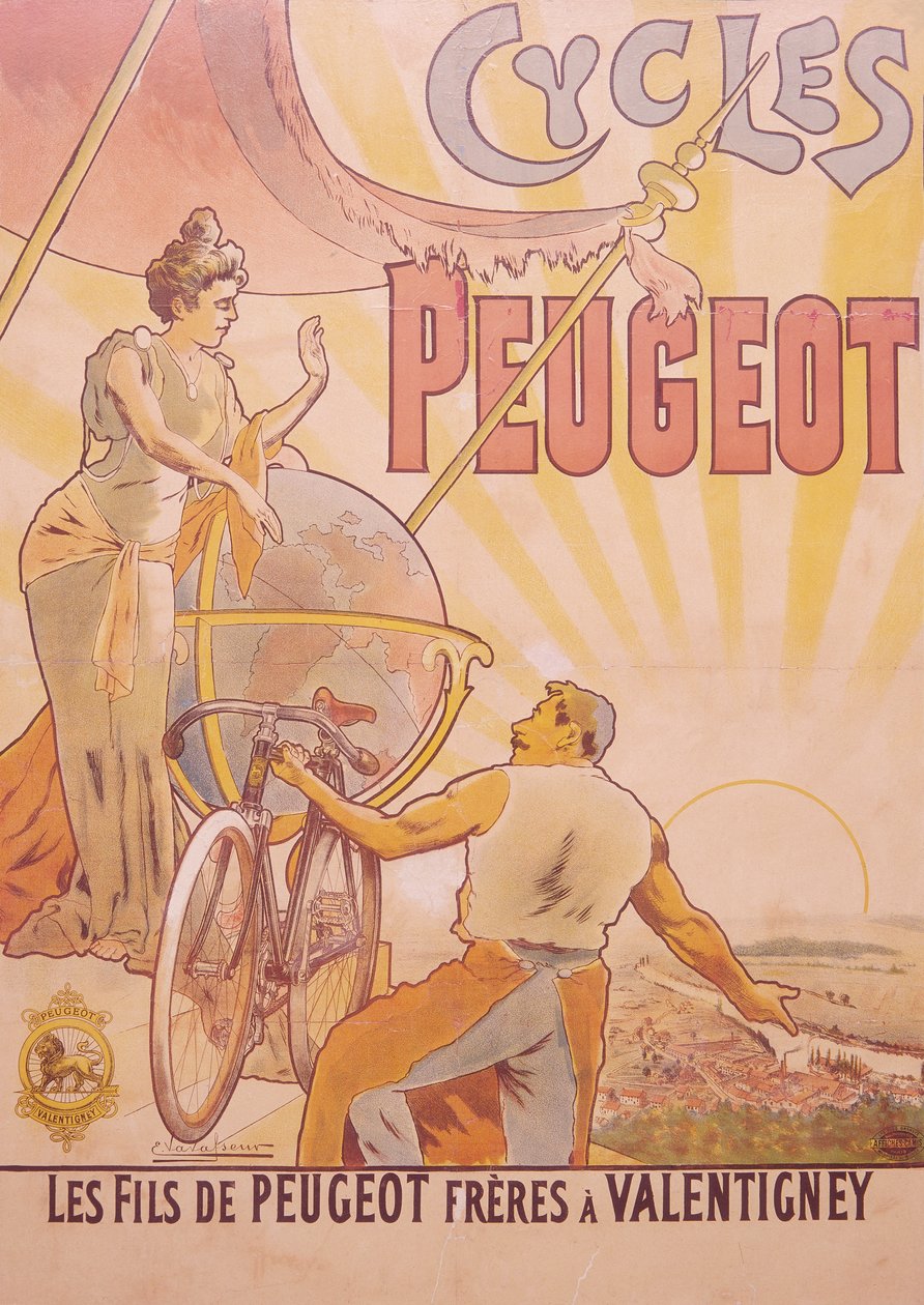 Poster reklamı Peugeot bisikletleri, 19. yüzyılın sonları - 20. yüzyılın başlarında by E Vavasseur