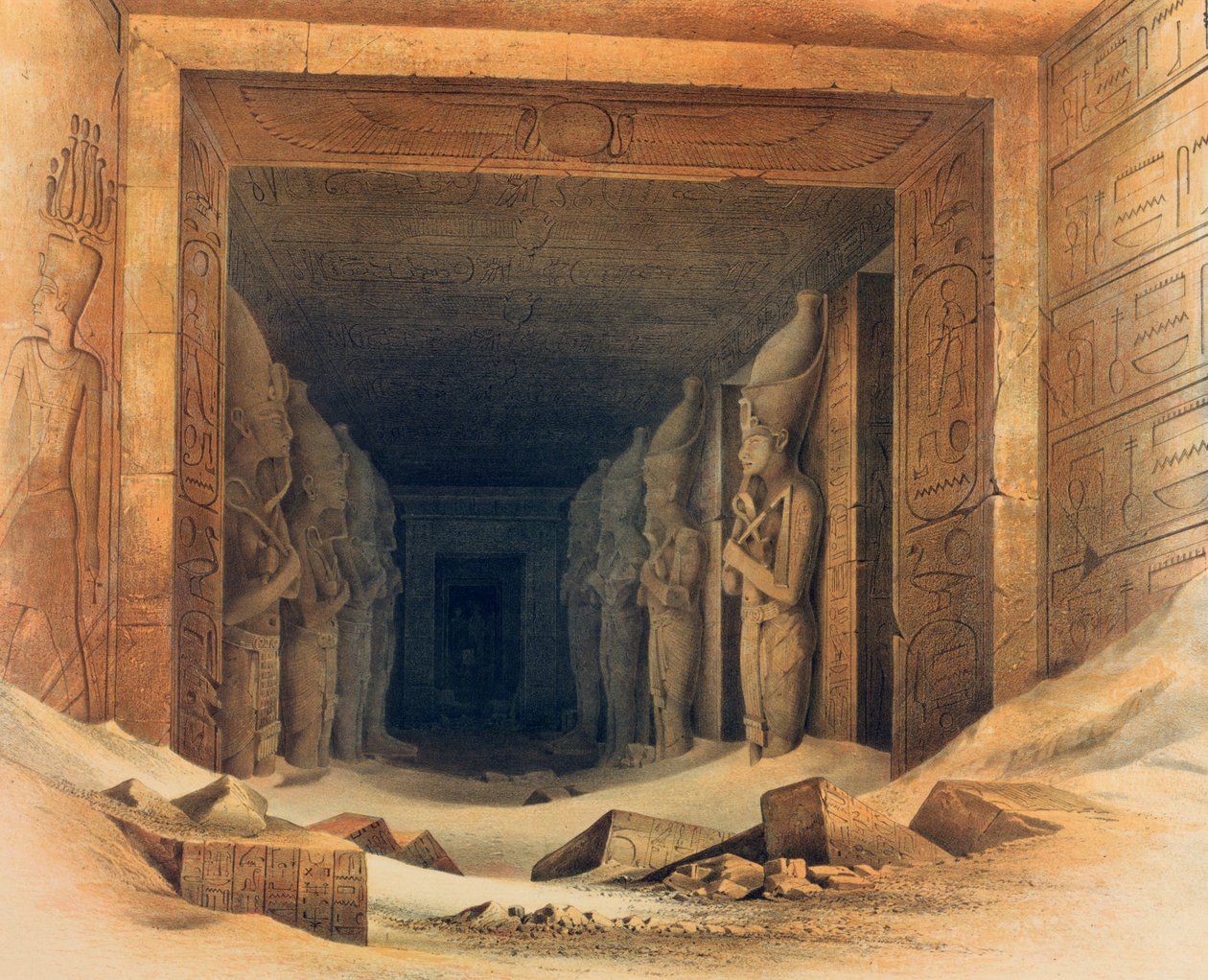 'Abou Simbel Tapınağı'nın içi', Mısır, 1842-1845 by E Weidenbach