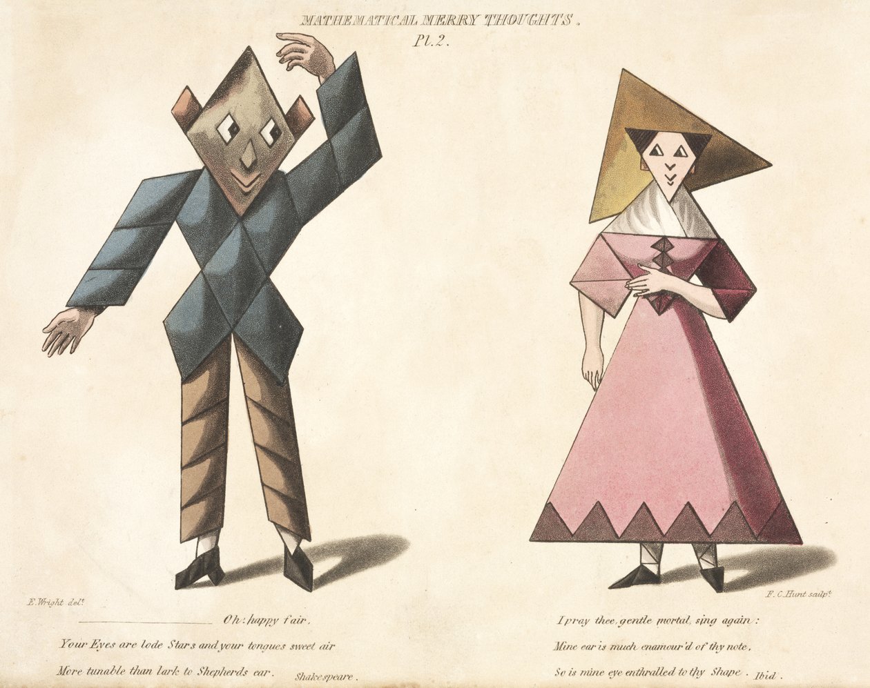 F.C. tarafından oyulmuş Matematiksel Neşeli Düşüncelerden Pl.2. Av, yaklaşık 1820-30 by E. after Wright