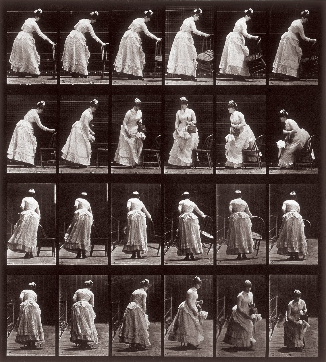 Animal Locomotion, levha 265: oturan bir kadınla sekans, 1887 (fotomekanik baskı) by Eadweard Muybridge