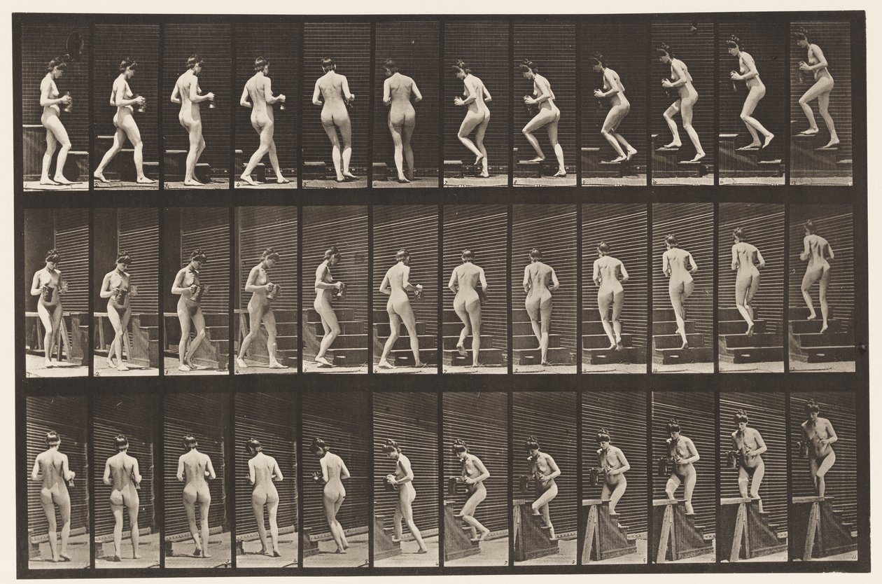 Levha 103. Dönen ve Çıkan Merdivenler, Ellerde Sürahi ve Kadeh, 1872-1885 by Eadweard Muybridge