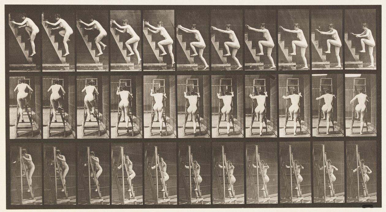 Plaka 110. Yükselen Merdiven, Bir Seferde İki Adım by Eadweard Muybridge