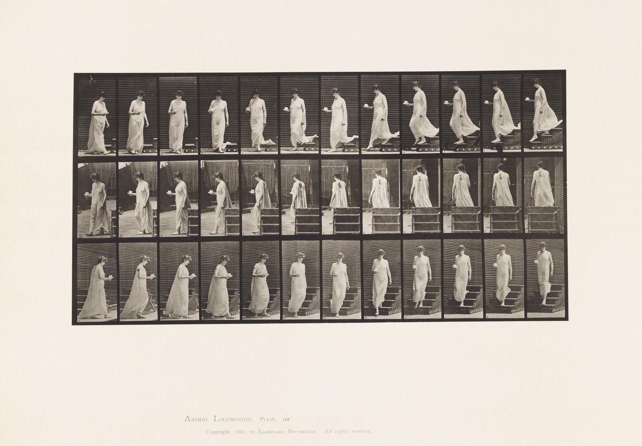 Plaka 143. Sağ Elde Azalan Eğim, Dönen Fincan ve Tabağı by Eadweard Muybridge
