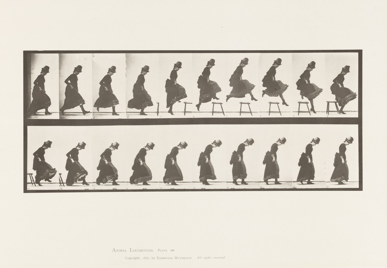 Plaka 156. Zıplama; Koşarak Düz Yüksek Atlama, 1885 by Eadweard Muybridge
