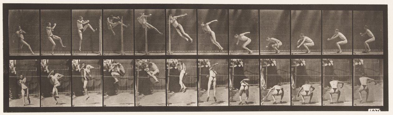 Plaka 157. Zıplama; Koşu Twist Yüksek Atlama by Eadweard Muybridge