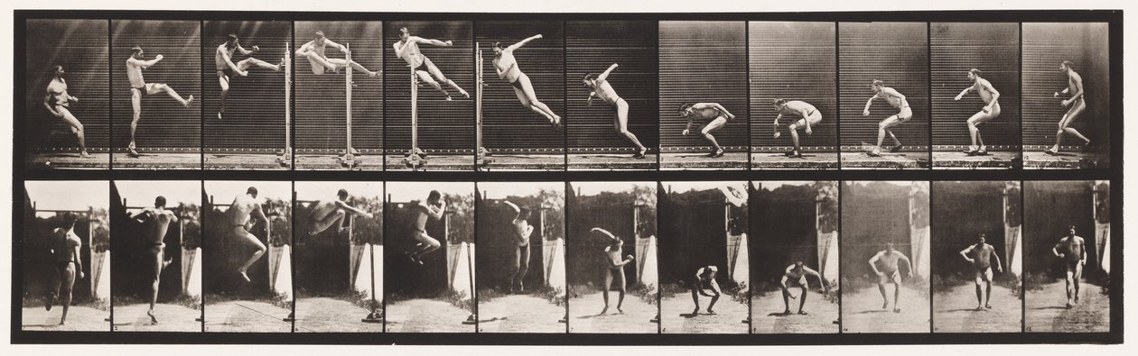 Plaka 158. Zıplama; Koşu Twist Yüksek Atlama (Ayakkabı) by Eadweard Muybridge
