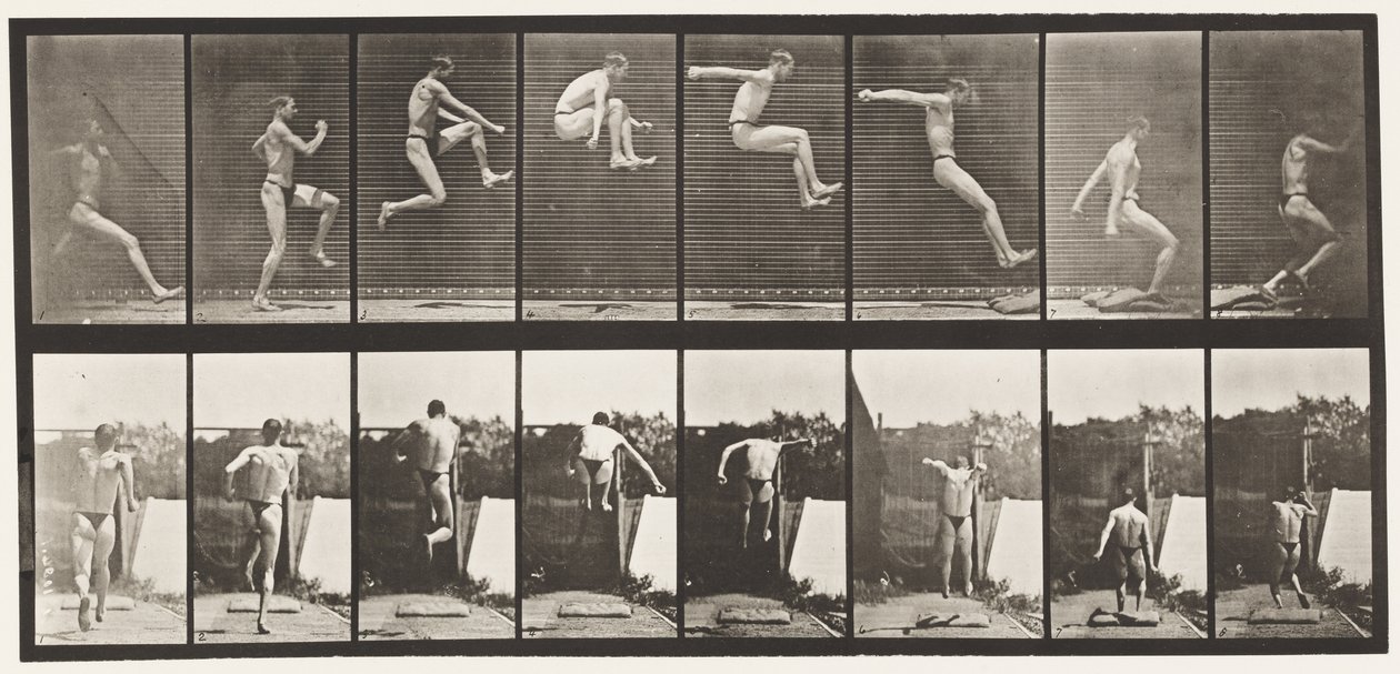 Plaka 160. Zıplama; Koşmak Geniş Atlama (Ayakkabı) by Eadweard Muybridge