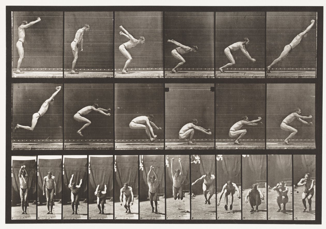 Plaka 163. Zıplama; Ayakta Geniş Atlama, 1872-1885 by Eadweard Muybridge