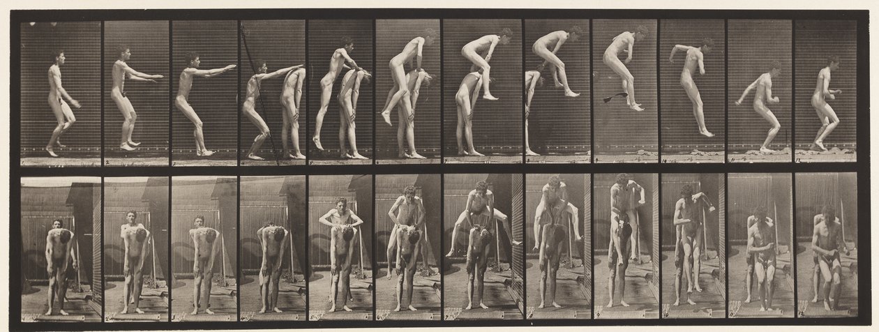 Plaka 166. Zıplama; Adamın Arkasında by Eadweard Muybridge