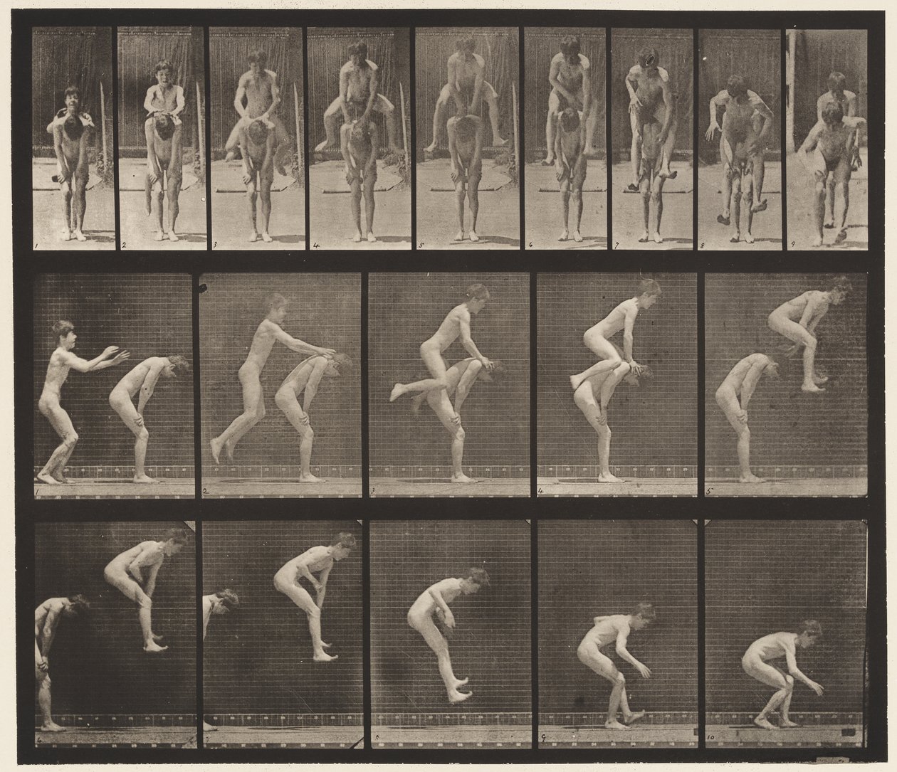 Plaka 167. Zıplama; Çocuğun Sırtında (Sıçrayan Kurbağa) by Eadweard Muybridge