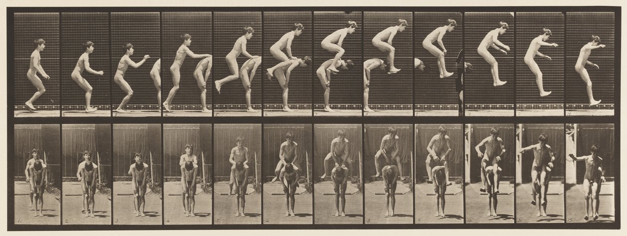 Plaka 168. Zıplama; Çocuğun Sırtında (Sıçrayan Kurbağa) by Eadweard Muybridge
