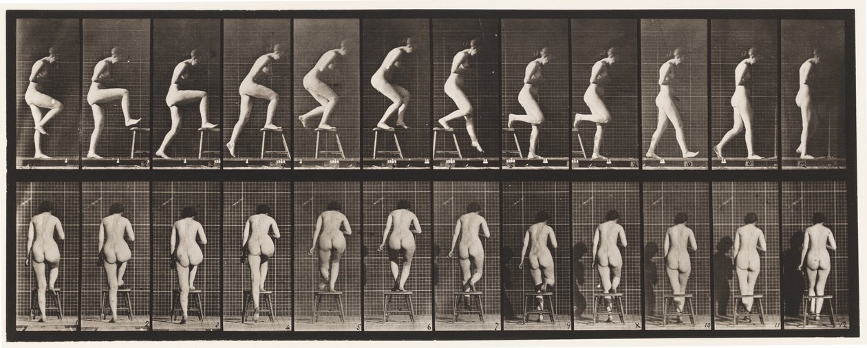 Plaka 180. Sandalyeye Basmak ve Üzerine Basmak by Eadweard Muybridge