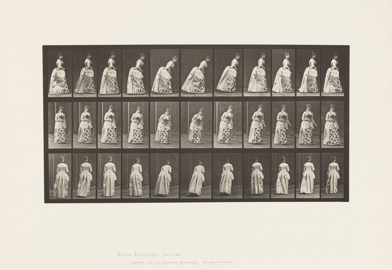 Plaka 198.Courtseying, 1885 by Eadweard Muybridge