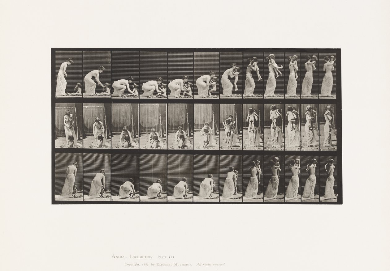 Plaka 214. Çocuğu (70) Yerden Kaldırma, Dönme by Eadweard Muybridge