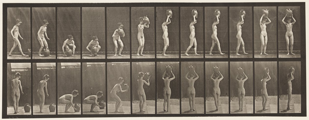 Plaka 222. Su Kavanozunun Başa Döndürülmesi ve Kaldırılması ve Döndürülmesi by Eadweard Muybridge