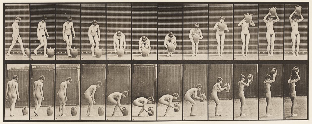 Plaka 224. Su Kavanozunu Başa Kaldırmak ve Kaldırmak by Eadweard Muybridge