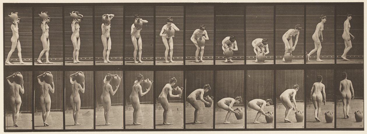 Plaka 225. Su Kavanozunu Omuzdan Yere Çıkarma by Eadweard Muybridge